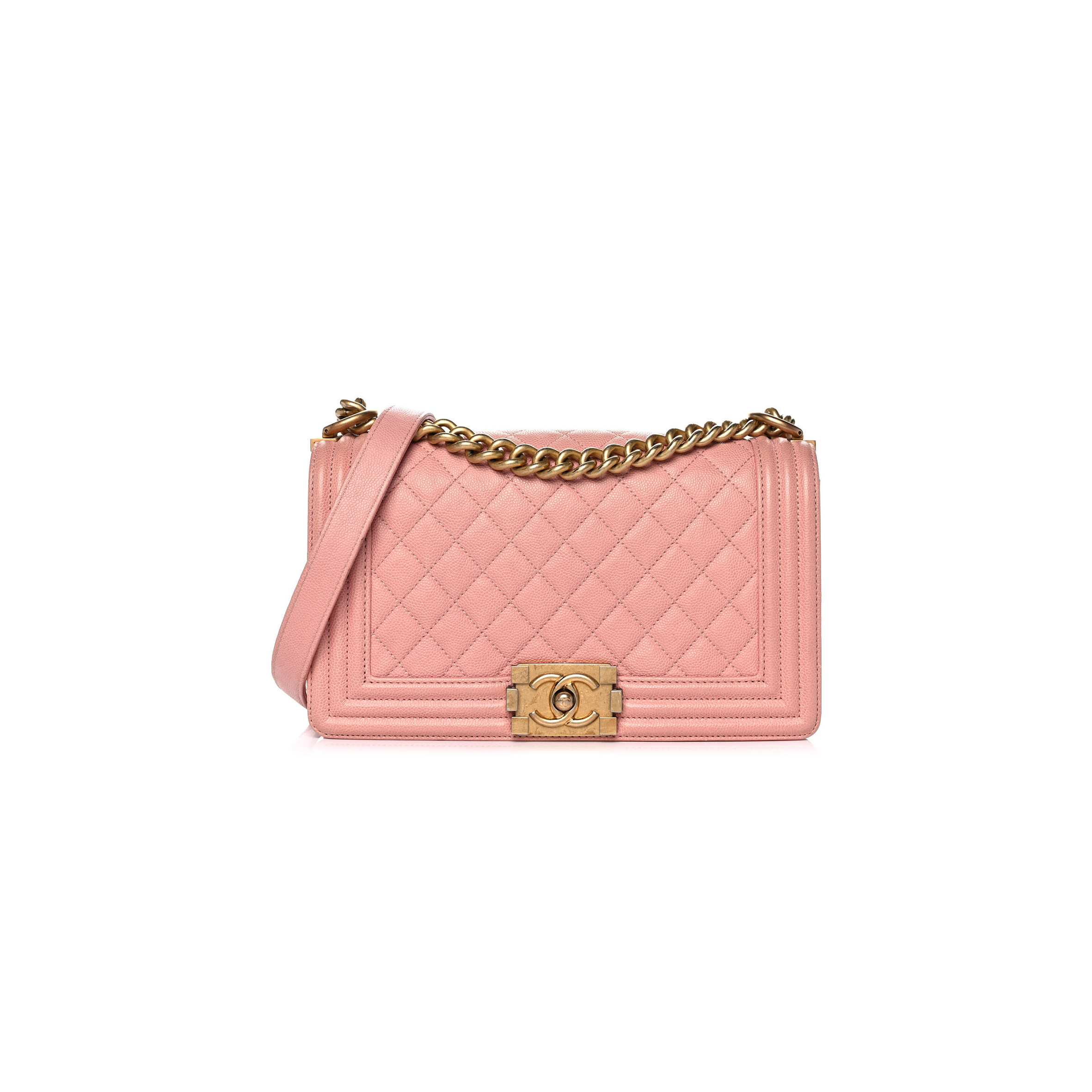 CHANEL CAVIAR MEDIUM QUILTED BOY FLAP PINK A01112 (25*15*8cm)